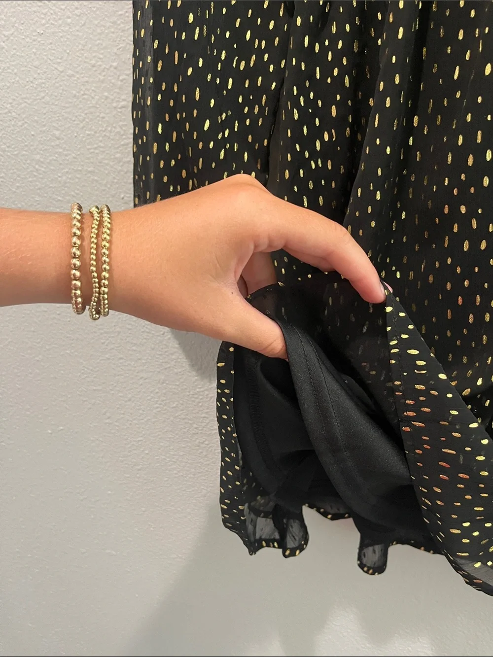 Chelsea & Violet Black Dress with Gold Dot Accent - Picture 6 of 9